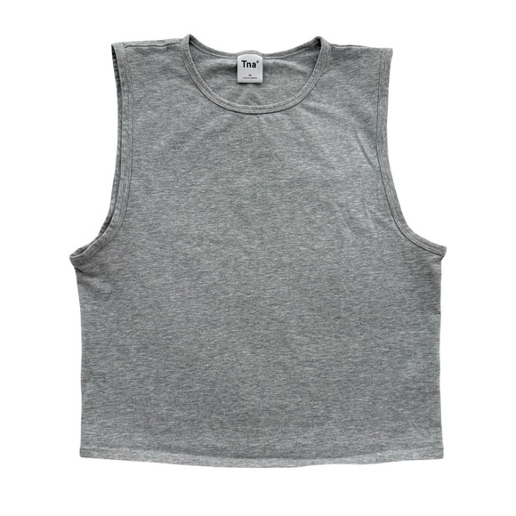 TNA Crop Muscle Tank Top in Heather Gray - Size M - Picture 1 of 4